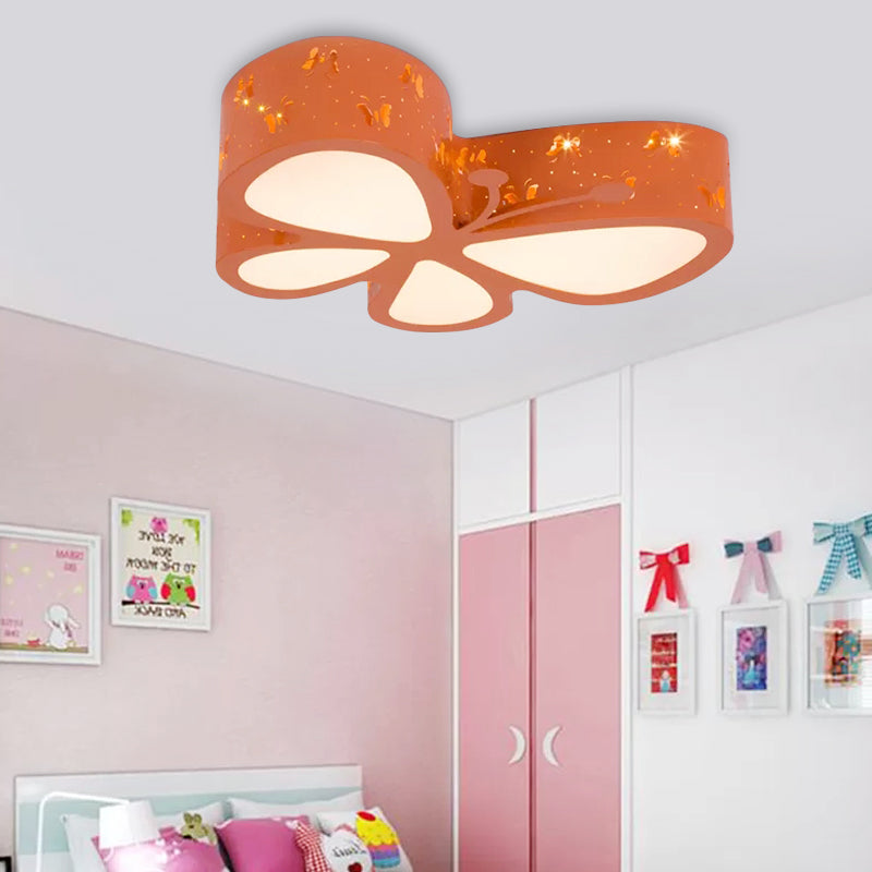 Cartoon Hollow Butterfly Flushmount Light Acrylic LED Ceiling Lamp for Girls Room