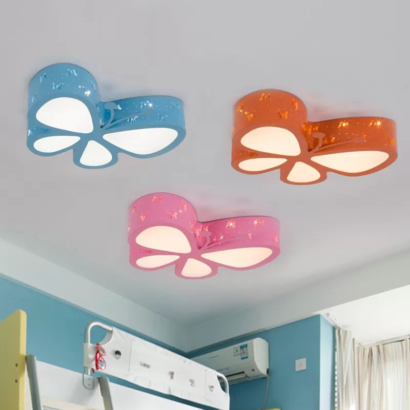 Dessin animé creux papillon encastré lumière acrylique LED plafonnier pour chambre de filles