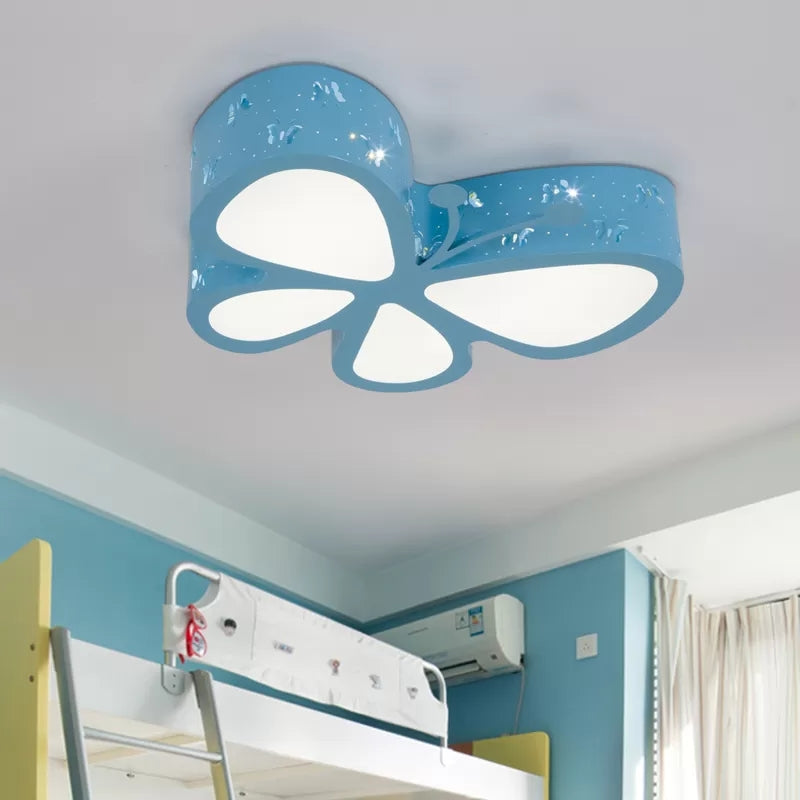 Cartoon Hollow Butterfly Flushmount Light Acrylic LED Ceiling Lamp for Girls Room