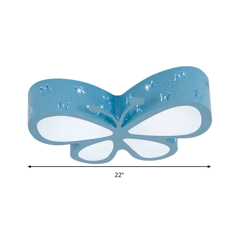 Cartoon Hollow Butterfly Flushmount Light Acrylic LED Ceiling Lamp for Girls Room