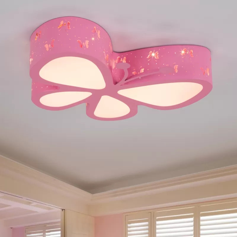 Dessin animé creux papillon encastré lumière acrylique LED plafonnier pour chambre de filles