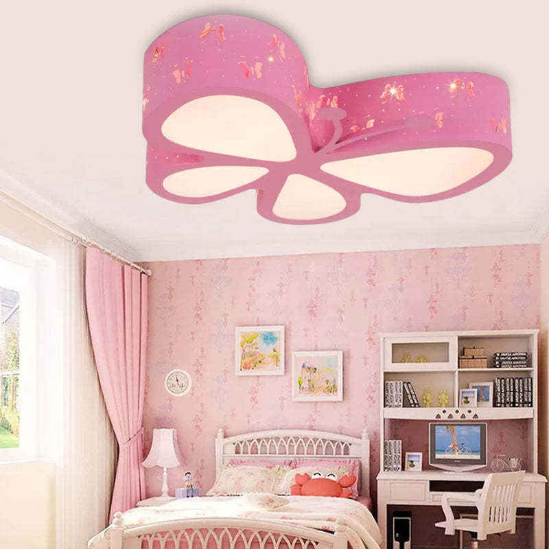 Cartoon Hollow Butterfly Flushmount Light Acrylic LED Ceiling Lamp for Girls Room