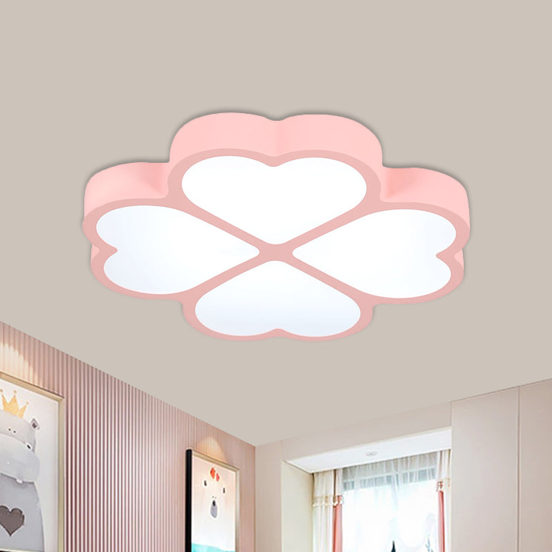 Clover Flush Lamp Fixture Minimalism Acrylic LED Pink Ceiling Mounted Light for Nursery