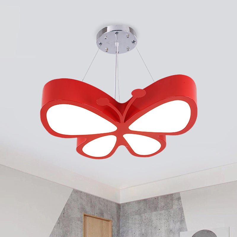 Kinderstijl vlinder kroonluchter licht acryl led gallway plafond hang armatuur in rood/blauw/geel