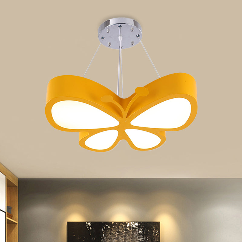 Kinderstijl vlinder kroonluchter licht acryl led gallway plafond hang armatuur in rood/blauw/geel