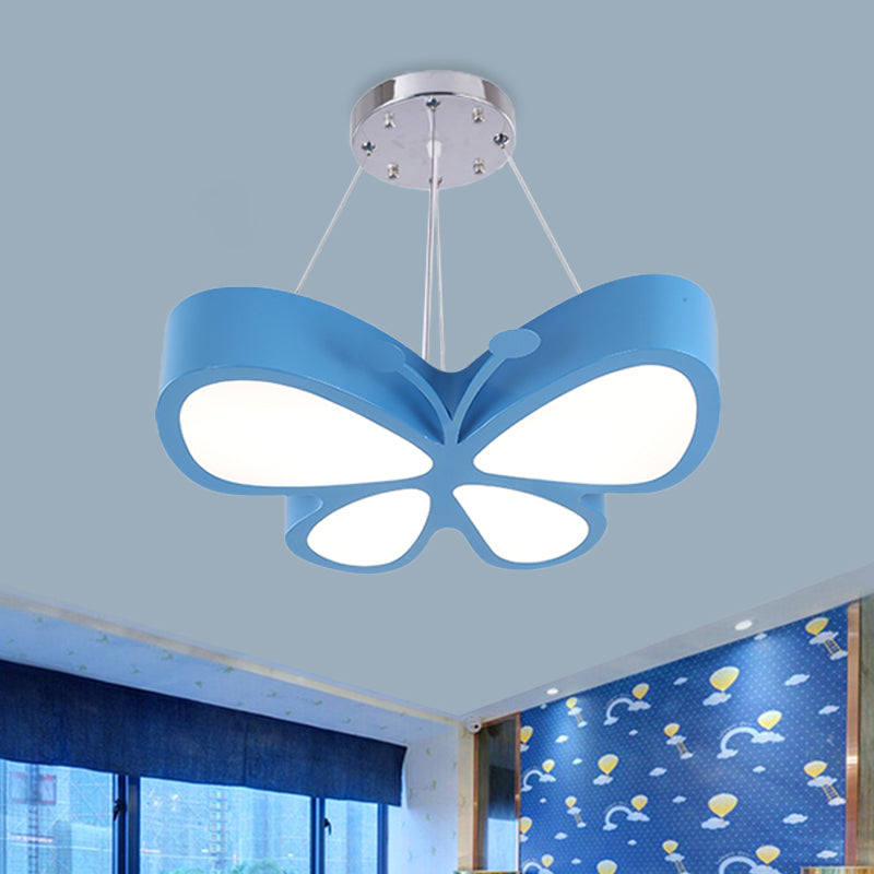 Kinderstijl vlinder kroonluchter licht acryl led gallway plafond hang armatuur in rood/blauw/geel