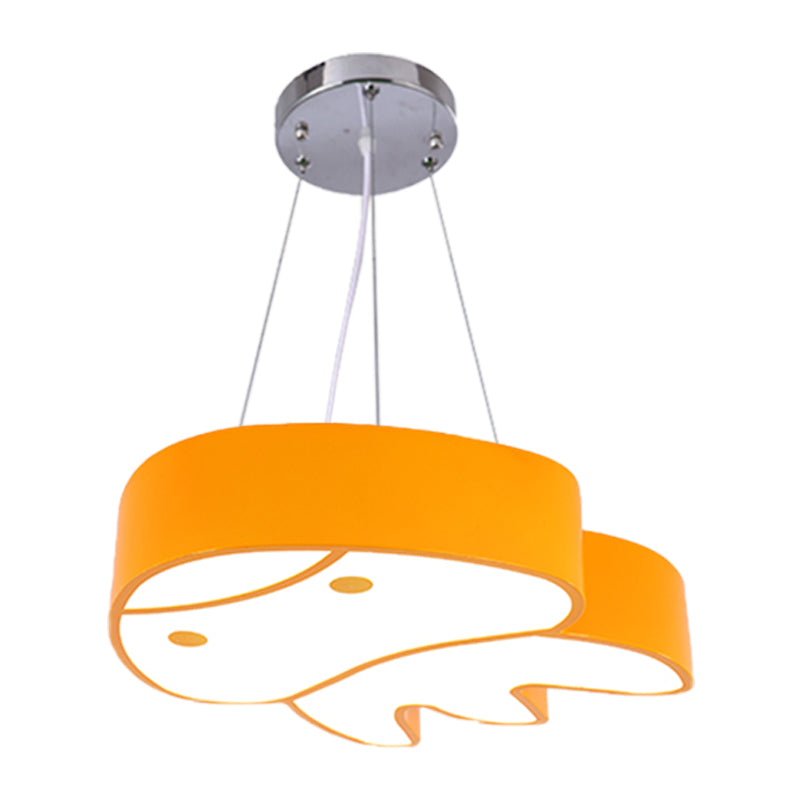 LED Parlour Suspension Light Cartoon Red/Yellow/Blue Ceiling Chandelier with Jellyfish Acrylic Shade