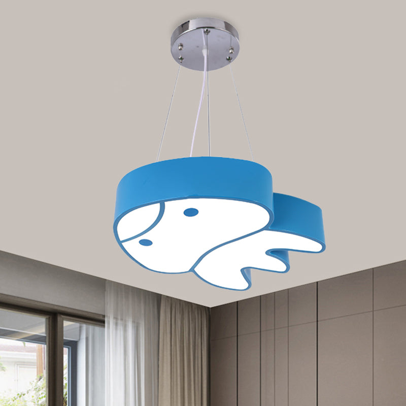 LED Parlor Suspensie Licht Cartoon Rood/Geel/Blauw plafond Kroonluchter met kwal Acryl schaduw