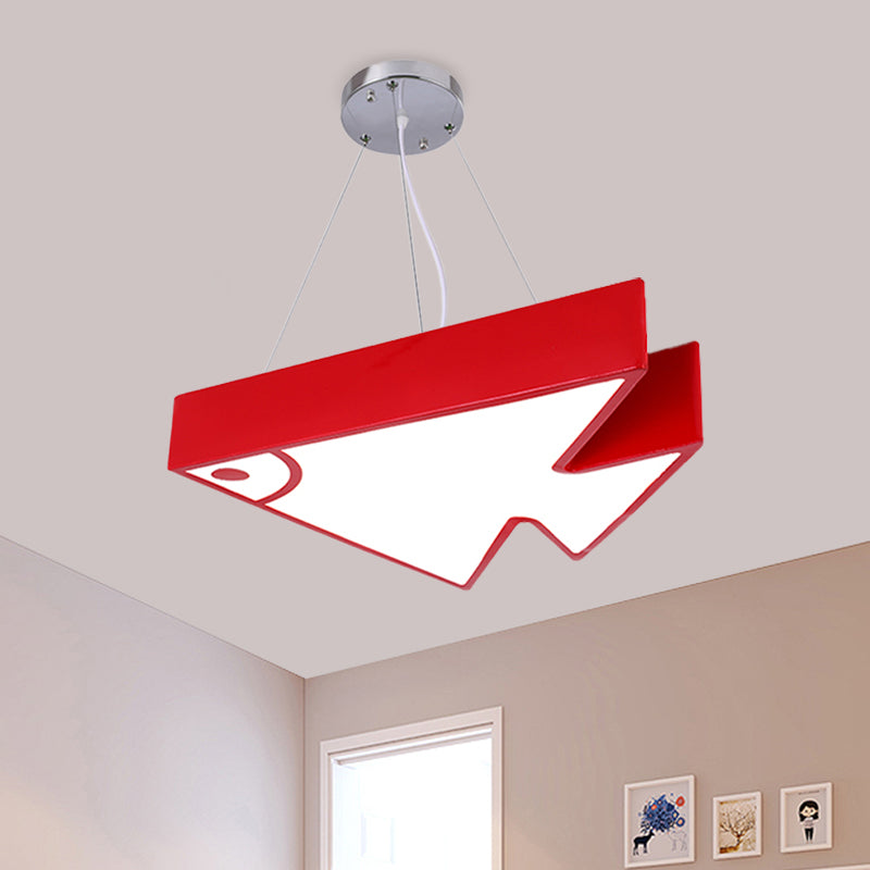 Vis kroonluchter hanglamp modernistische acryl rood/blauw/groene LED -hangende lampkit voor slaapkamer