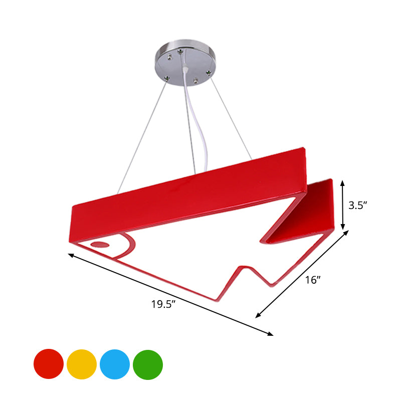 Lampadario di pesce a sospensione leggera modernista modernista acrilico rosso/blu/verde kit lampada a led a led per camera da letto