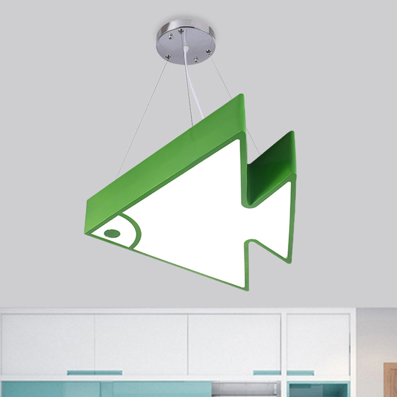 Vis kroonluchter hanglamp modernistische acryl rood/blauw/groene LED -hangende lampkit voor slaapkamer