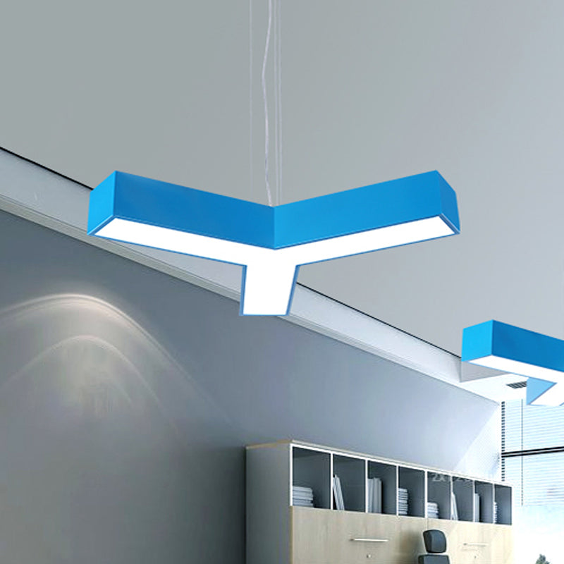 Acryl y-vorm kroonluchter verlichting creatieve witte/gele/blauwe led-ophanging hanger voor restaurant