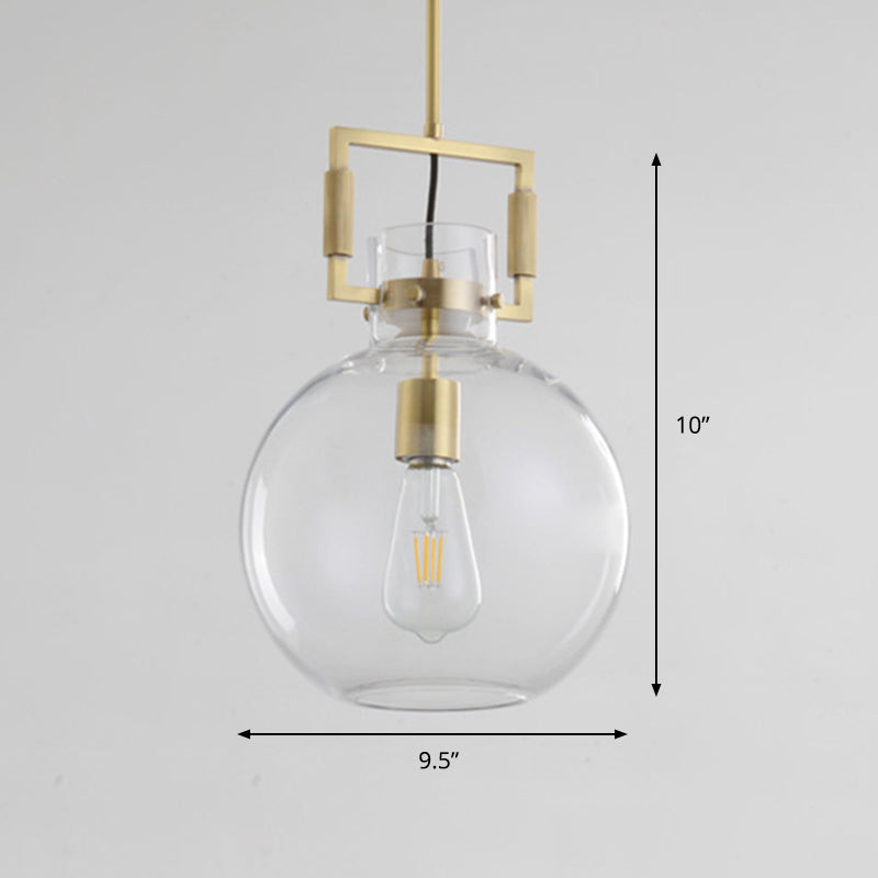 Modernism Globe/Cylinder/Triangle Hanging Light Clear Glass 1 Head Ceiling Suspension Lamp for Dining Room