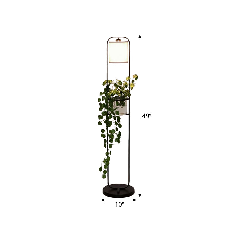 Zwart 1/2-lichte vloerverlichting Warehouse Stoffe trommelvloer Standing Lamp met helder glazen pot deco