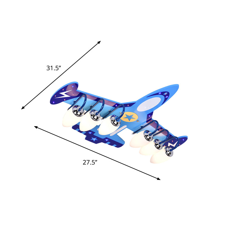 Wood Jet Deckenleuchte Cartoon 6 Glühbirnen Blaue Unterputzleuchte für Kinderzimmer