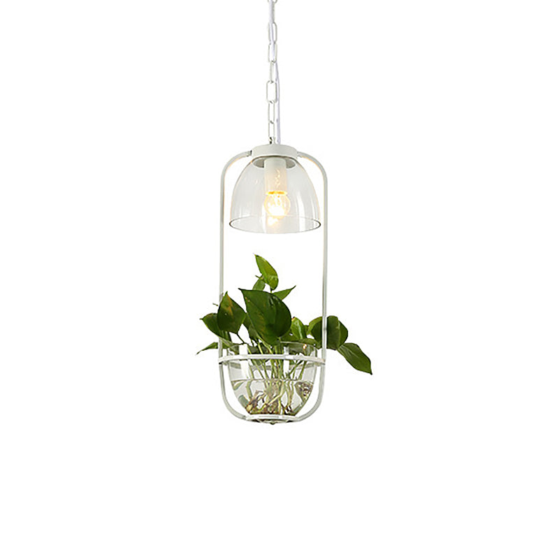 IJzeren zwart/wit/goud hangende lichte rechthoekige boerderij LED hanglamp in warm/wit licht met plantpot