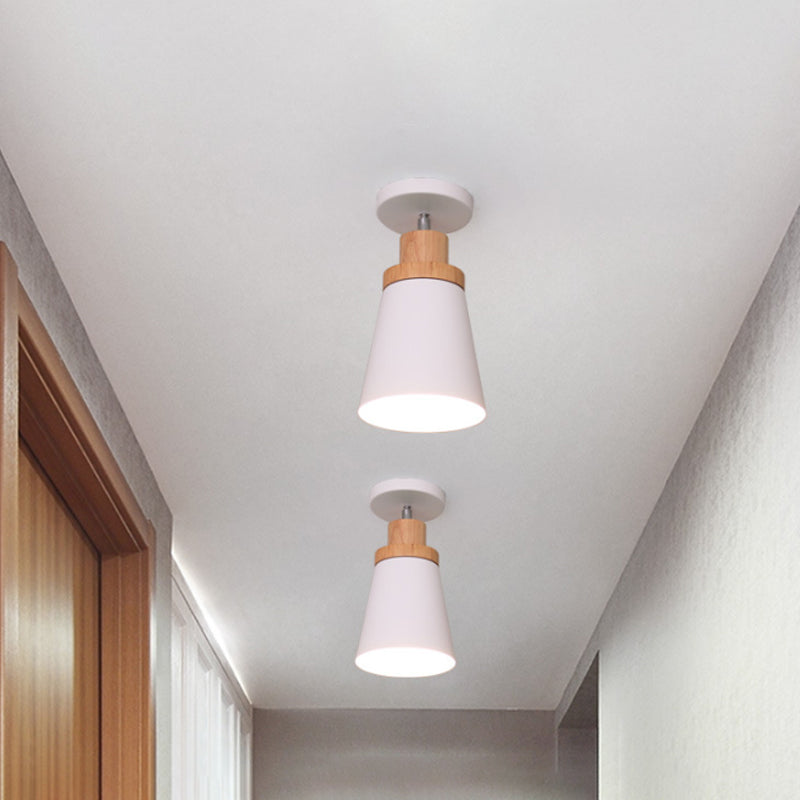 Ciotola/conica/cilindrica Lampada del soffitto Nordico Metal 1 luci a 1 luci/grigio scuro/verde e legno semifulco di montaggio con giunto per pivot