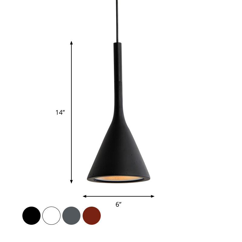 Funnel Shaped Kitchen Bar Drop Pendant Aluminum 1 Bulb Nordic Style Hanging Ceiling Light in Red/White/Black