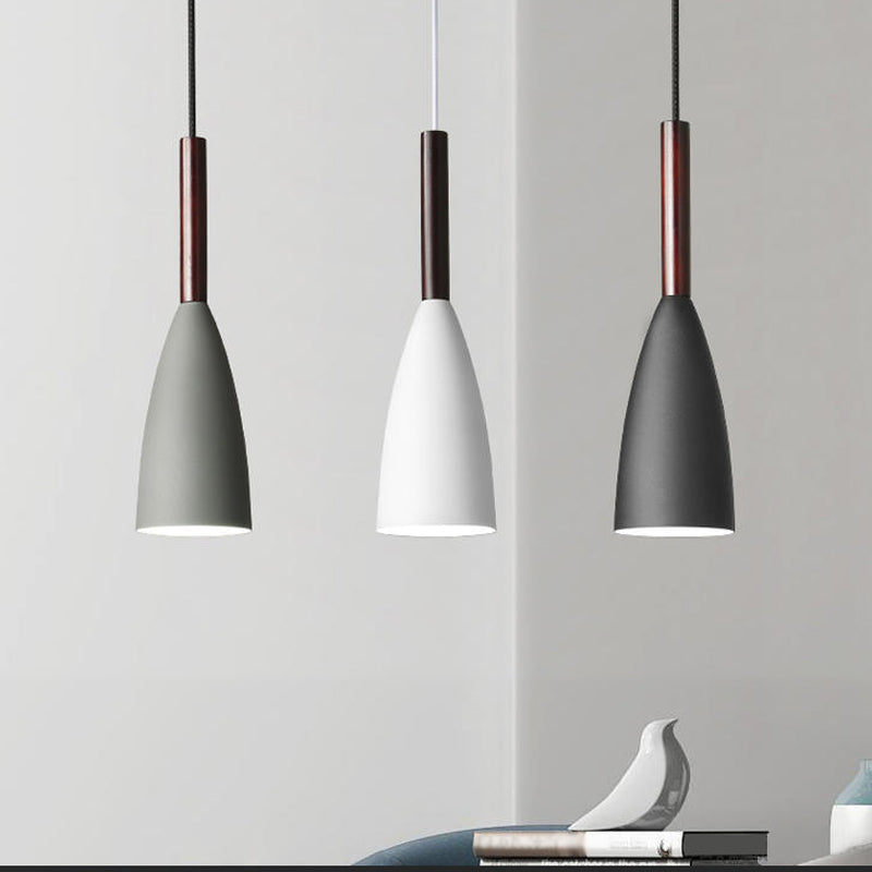 Elongated Dome Ceiling Suspension Lamp Nordic Metal 1 Head Black/White/Grey Pendant Lamp for Dining Room