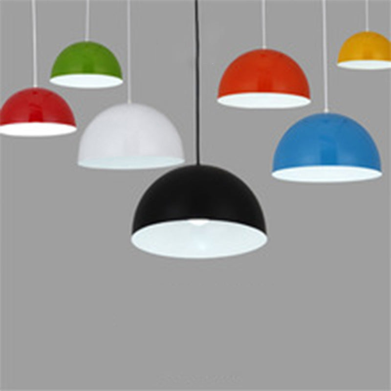 Aluminum Dome Commercial Pendant Lighting Macaron 1 Head Red/Blue/Black Ceiling Hang Light for Bedroom