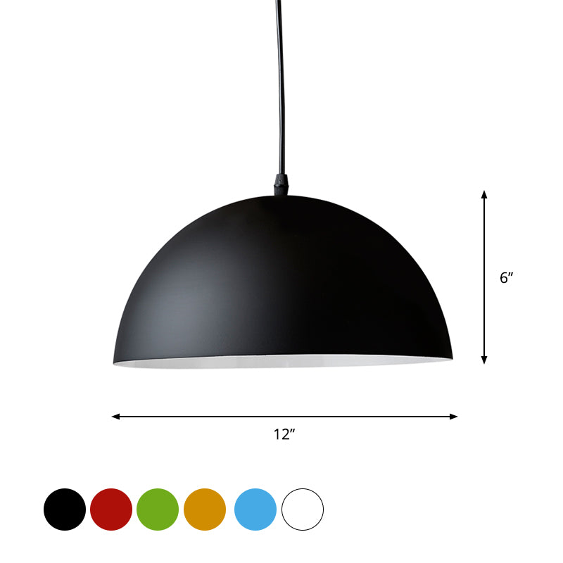 Aluminum Dome Commercial Pendant Lighting Macaron 1 Head Red/Blue/Black Ceiling Hang Light for Bedroom