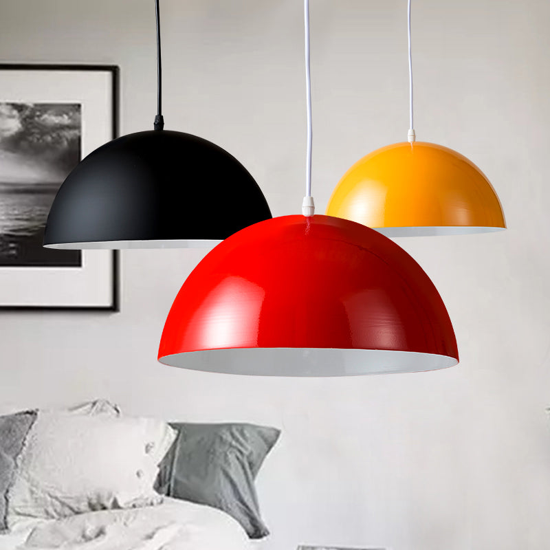 Aluminum Dome Commercial Pendant Lighting Macaron 1 Head Red/Blue/Black Ceiling Hang Light for Bedroom