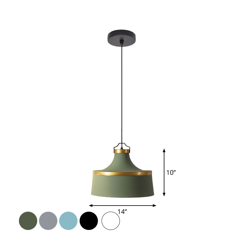 Aluminum Barn Pendant Light Kit Nordic Single-Bulb Hanging Ceiling Light in Black/Blue/Grey