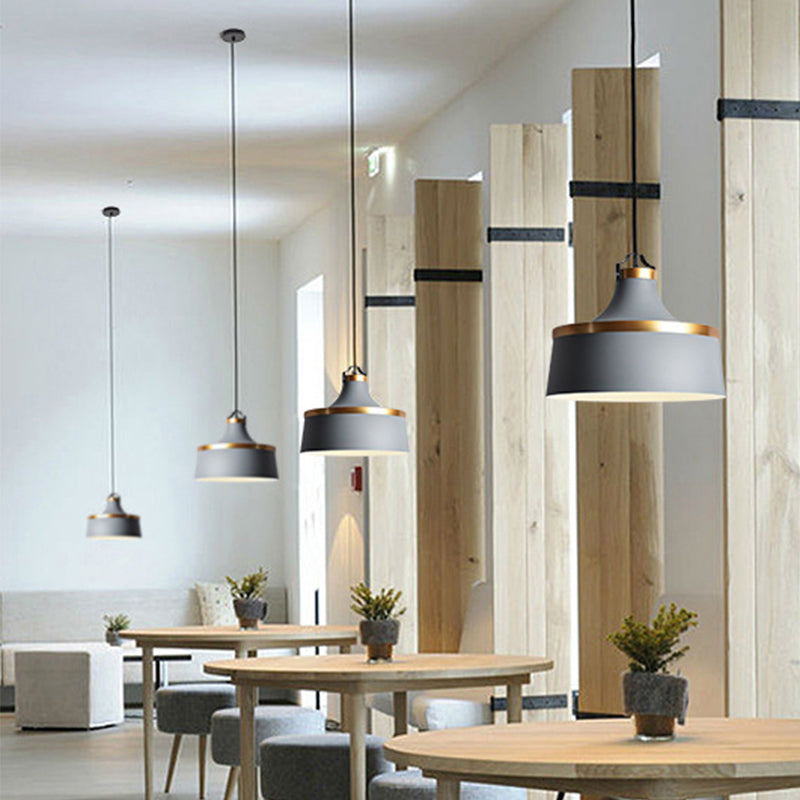 Aluminum Barn Pendant Light Kit Nordic Single-Bulb Hanging Ceiling Light in Black/Blue/Grey