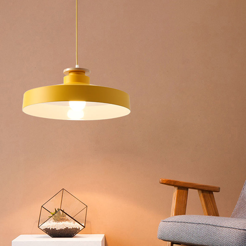 Onion/Bowl/Tapered Bedroom Hanging Pendant Aluminum 1-Light Macaron Style Ceiling Suspension Lamp in Pink/Yellow/Blue