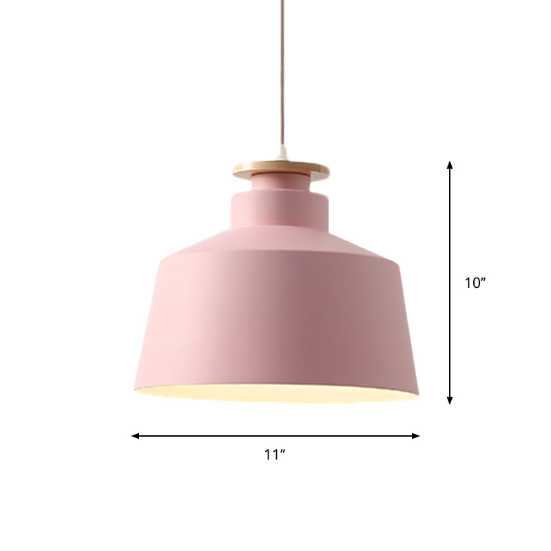 Onion/Bowl/Tapered Bedroom Hanging Pendant Aluminum 1-Light Macaron Style Ceiling Suspension Lamp in Pink/Yellow/Blue