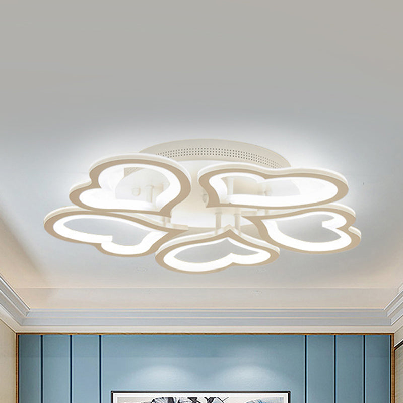 Acrylic Loving-Heart LED Ceiling Mount Light Contemporary Ceiling Lamp in White for Game Room