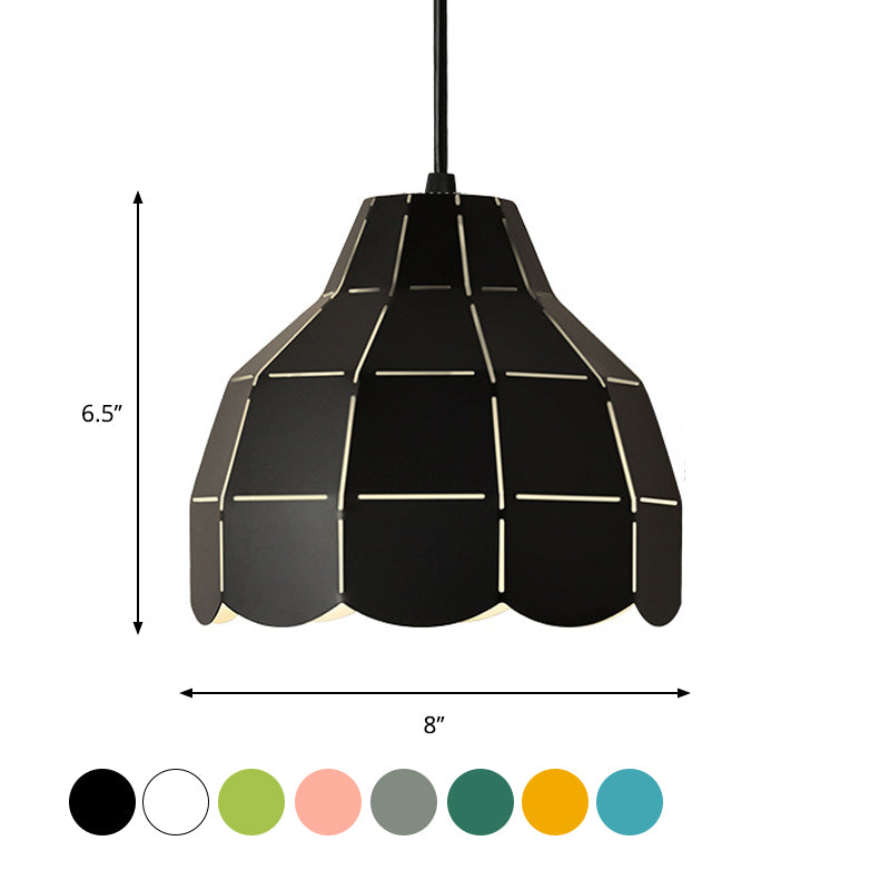 Laser Cut Floral Aluminum Drop Pendant Macaron 1 Bulb Green/Yellow/Grey Hanging Light Fixture