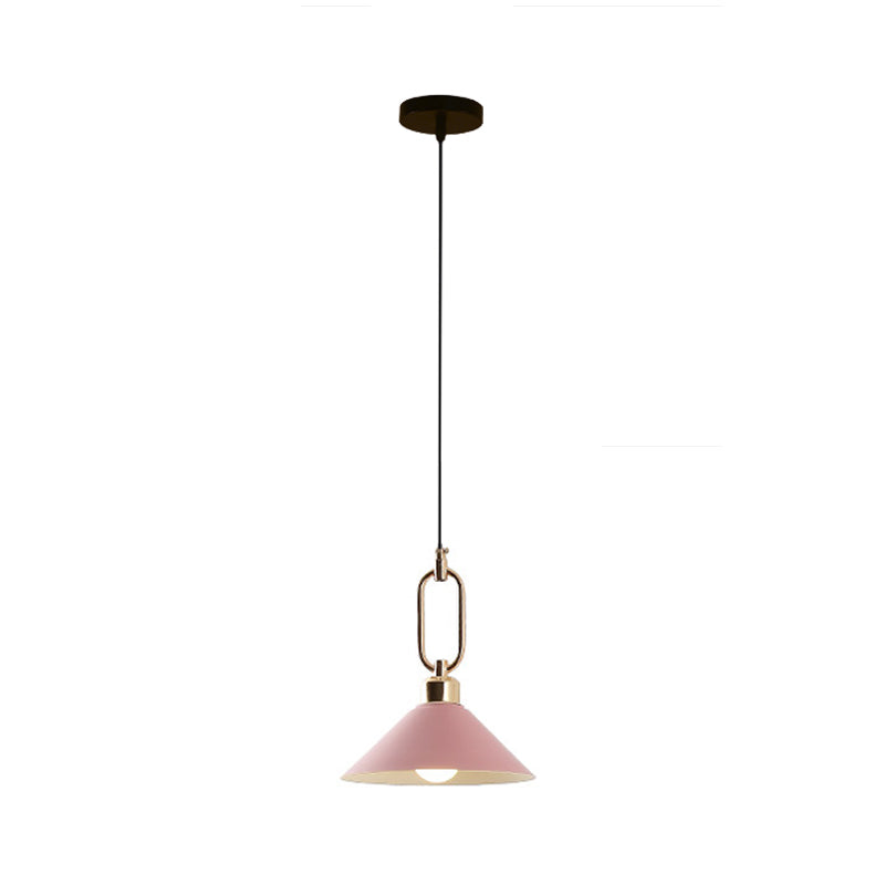 Black/Pink/Blue Cone Hanging Light Macaron 1/3-Light Metal Buckle Pendant Ceiling Lamp over Dining Table