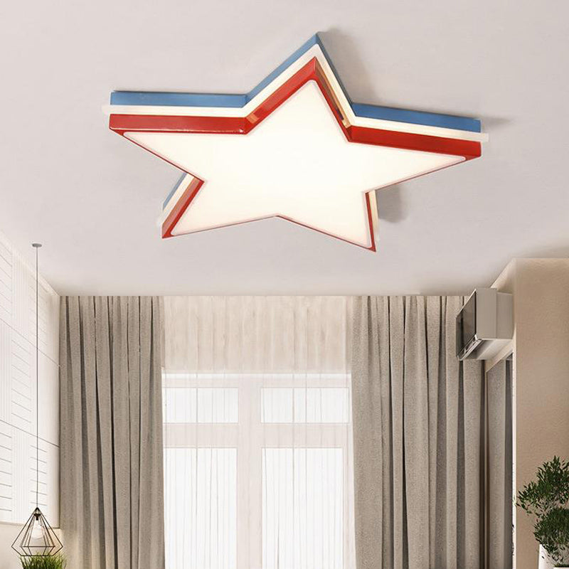 Slim Panel Star Flush Mount Light Kids Acrylique LED Ceiling Light in White for Boys Bedroom