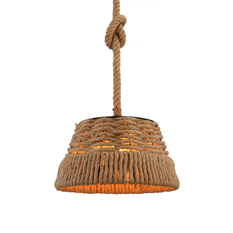 Pendente a mano in tetto a mano Rustic rustico 1 bulbo country club appendi la luce in marrone