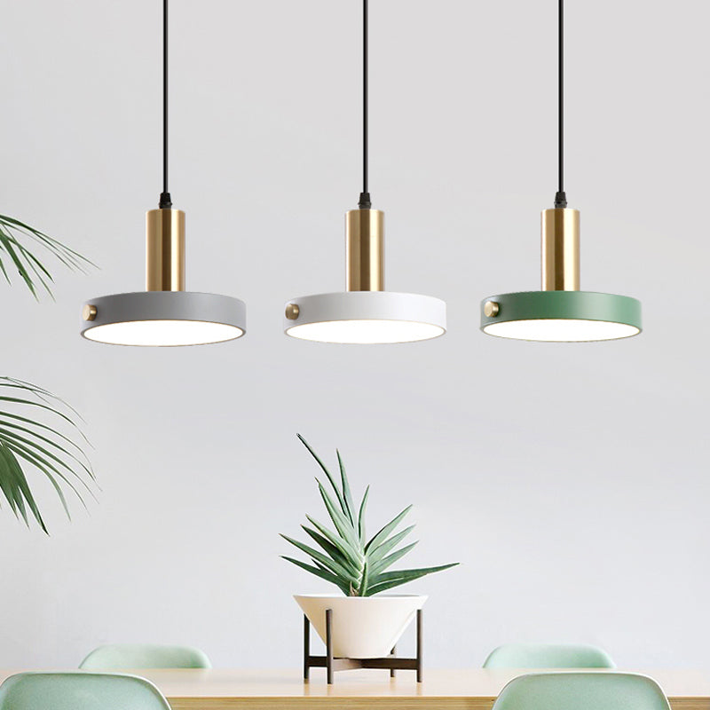 Round/Linear Cluster Circle Pendant Nordic 3 Heads Acrylic White-Grey-Green Ceiling Suspension Lamp in Warm/White/3 Color Light