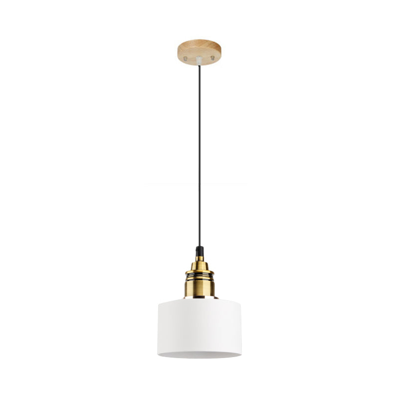 Dome/Cylinder/Cone Iron Hanging Light Macaron Single White/Pink/Blue and Brass Ceiling Pendant Light for Bedside