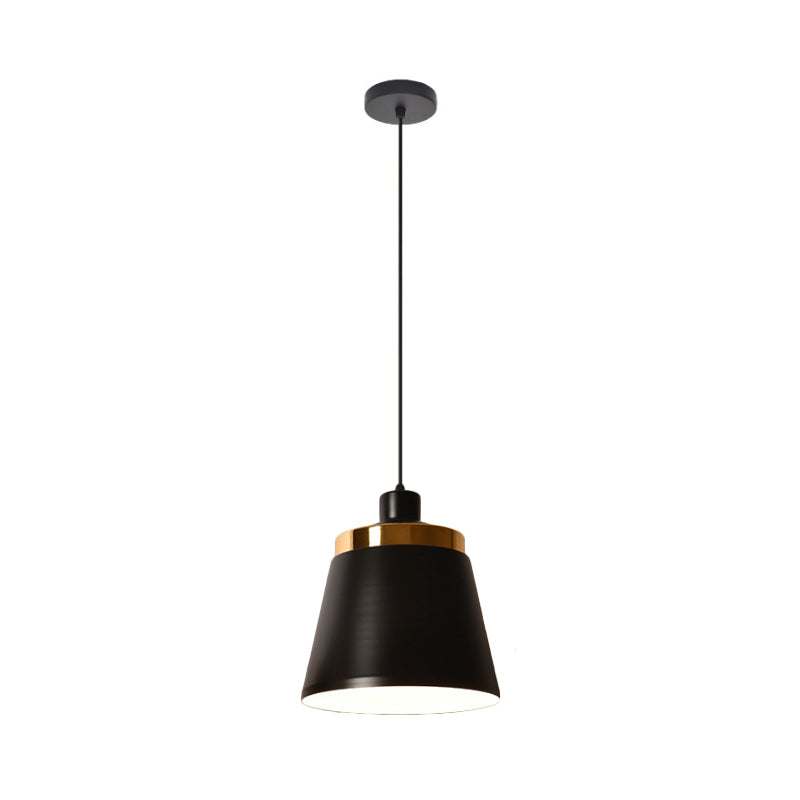 Conical/Tapered Pendant Lighting Fixture Macaron Aluminum 1-Light Black/White Ceiling Lamp for Dining Room