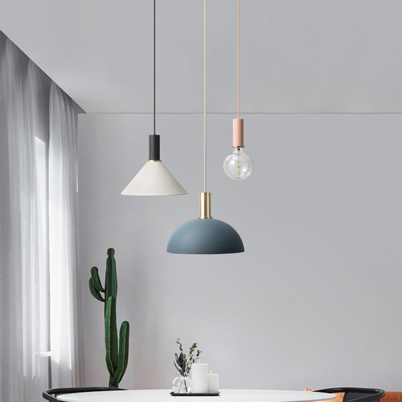 Metal Assorted Shaded Cluster Pendant Nordic 3-Head White Round/Linear Canopy Hanging Ceiling Light in Warm/White Light