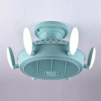 Noordse stijl ventilator semi spoeling licht 6 lichten macaron gekleurde plafondventilator voor slaapkamer