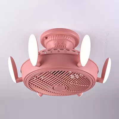 Noordse stijl ventilator semi spoeling licht 6 lichten macaron gekleurde plafondventilator voor slaapkamer