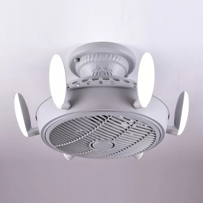 Noordse stijl ventilator semi spoeling licht 6 lichten macaron gekleurde plafondventilator voor slaapkamer