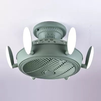 Noordse stijl ventilator semi spoeling licht 6 lichten macaron gekleurde plafondventilator voor slaapkamer