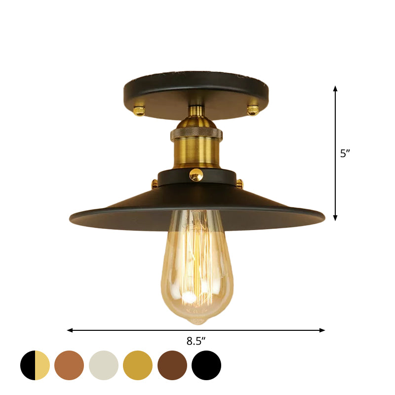 Rust / Chrome / Black Semi Flush large éclaté 1 Light Warehouse Style Flush Mount Plafond Light