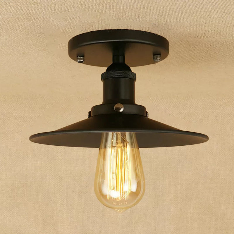 Rust / Chrome / Black Semi Flush large éclaté 1 Light Warehouse Style Flush Mount Plafond Light