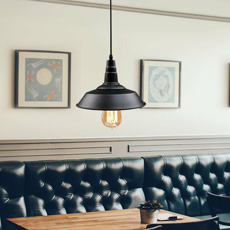 1 Glühbirnen -Scheunen Deckenleichte Landschaft schwarzer Metallic Hanging Anhänger für das Restaurant