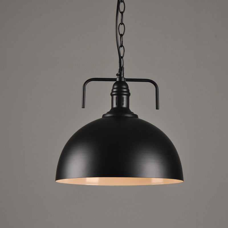 Hemisphere Porch Hanging Light Rural Metallic 1 Bulb Black Suspension Pendant Light