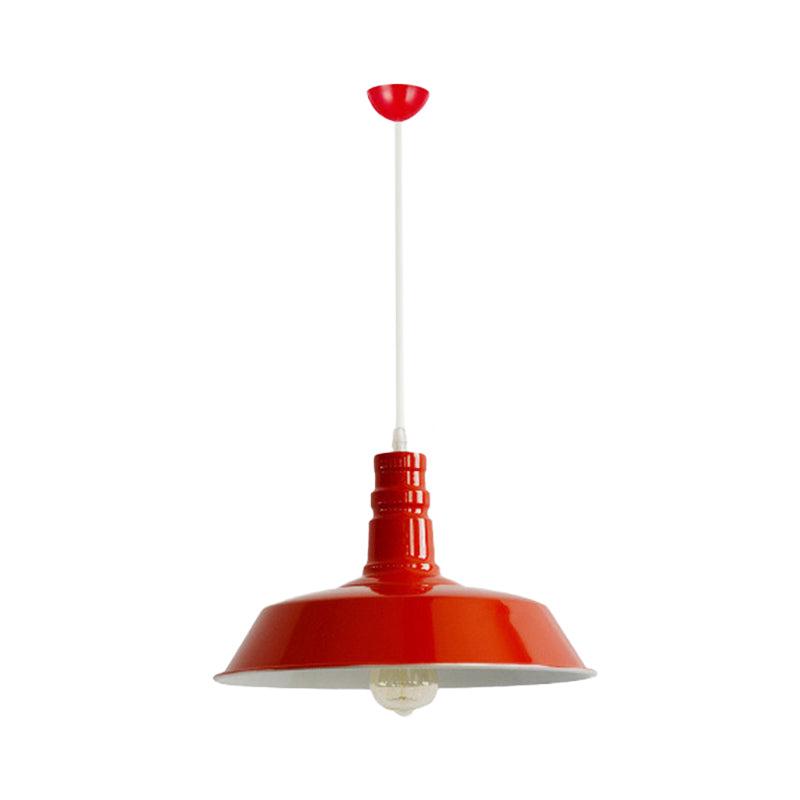 1 Head Rolled-Tim Barn Schatten Anhänger Lampe Industrielle Rot/Gelb/weiße Finish Hanging Light Kit