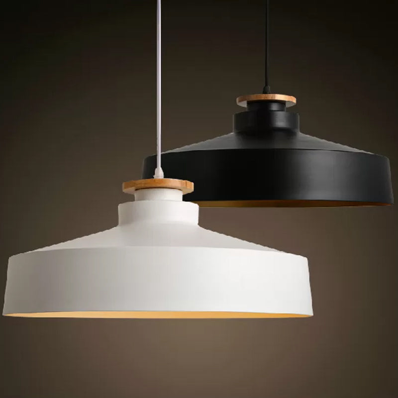 Lampada a sospensione in metallo a 1 luce Vintage Vintage Black/Nero Pentola a forma di sala da pranzo Luce soffitto