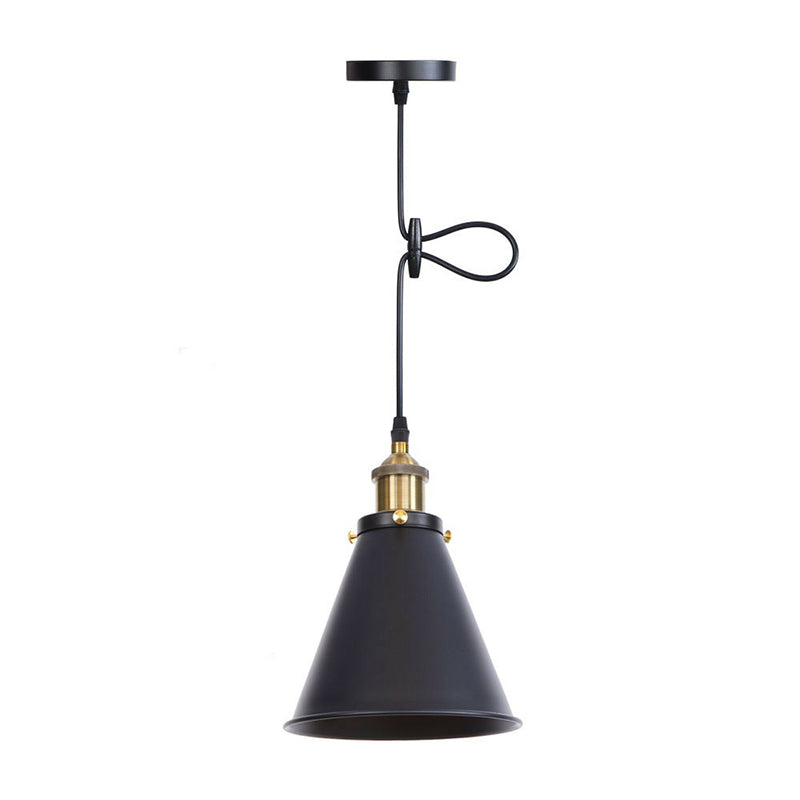 Rust/Copper/Brass Horn Shaped Pendant Lighting Industrial Metal 1-Light Bedside Pendulum Light